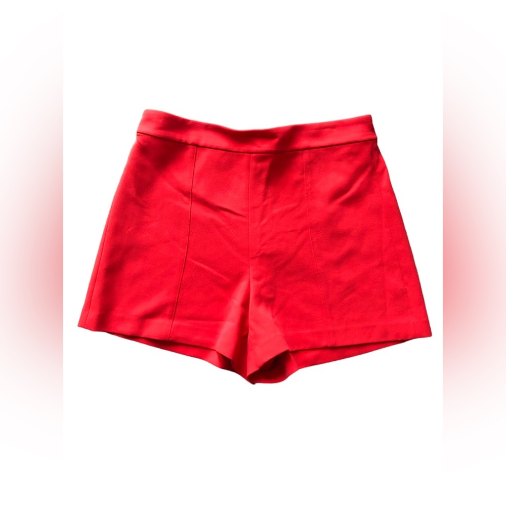 Alice + Olivia Red High-Waist Tailored Shorts
